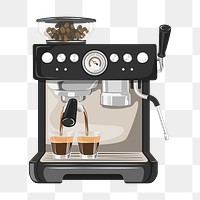 Coffee maker png cute machine illustration, transparent background