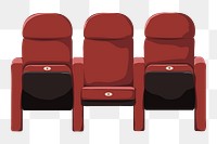 Red png cinema seats, transparent background