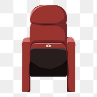 Red png cinema seat, transparent background