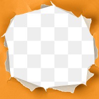 PNG orange ripped paper hole, transparent background