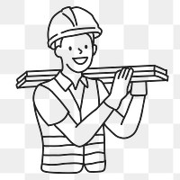 PNG Civil engineer construction worker flat line sticker, transparent background