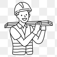 PNG Civil engineer construction worker line art, collage element, transparent background