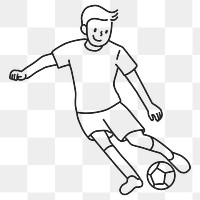 PNG Man playing football line drawing sticker, transparent background