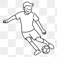 PNG Man playing football flat line, collage element, transparent background