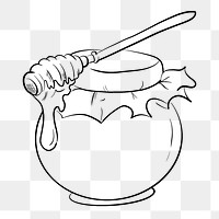 Honey jar png line art, transparent background