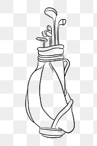 Golf bag png line art, transparent background