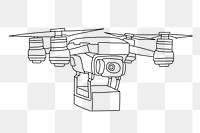 Delivery drone png, technology line art illustration, transparent background