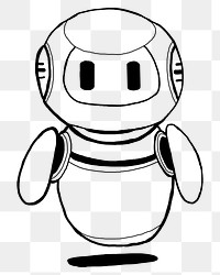 Robot png line art, transparent background