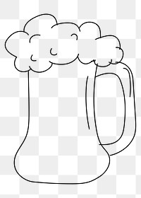 Beer glass png line art, transparent background