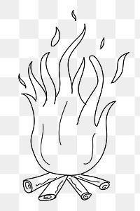 Campfire png line art, transparent background