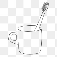 Toothbrush cup png line art illustration, transparent background