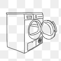 Washing machine png line art illustration, transparent background