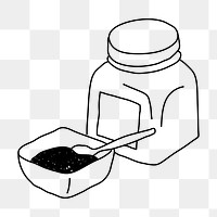 Jam jar png, food line art illustration, transparent background