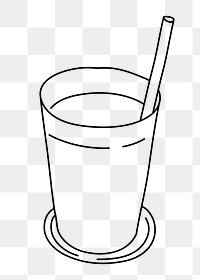 Glass of water png line art illustration, transparent background