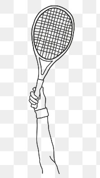 Tennis racket png line art, transparent background