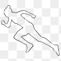 Running woman png line art, transparent background