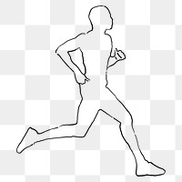 Jogging man png line art, transparent background