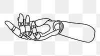 Robot hand png, technology line art illustration, transparent background