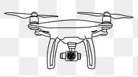 Flying drone png, technology line art illustration, transparent background
