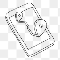 GPS application png line art, transparent background