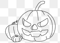 Halloween pumpkin png line art, transparent background