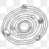 Solar system png line art, transparent background