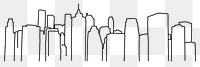 City png line art, transparent background