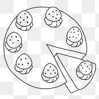 Cake png line art, transparent background