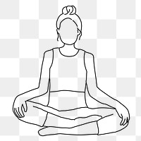 Yoga png line art, transparent background