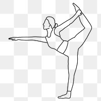 Yoga png line art, transparent background