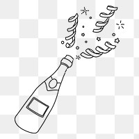 Champagne png line art, transparent background