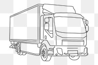 Moving truck png, vehicle line art illustration, transparent background