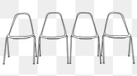 Lined chairs png, furniture line art illustration, transparent background