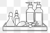 Bathroom amenities png line art illustration, transparent background