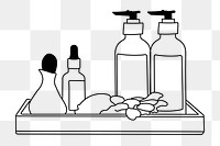 Bathroom amenities png line art illustration, transparent background