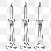 Lit candle png decoration line art illustration, transparent background