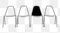 Lined chairs png, furniture line art illustration, transparent background