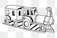 Toy train png line art illustration, transparent background