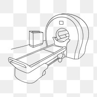 Medical MRI scanner png line art illustration, transparent background