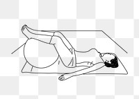 Pilates woman png, wellness line art illustration, transparent background