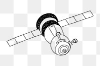 Space satellite png, technology line art illustration, transparent background