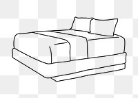 Bed furniture png line art illustration, transparent background