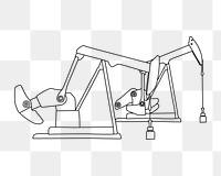 Horsehead pump png, industry line art illustration, transparent background