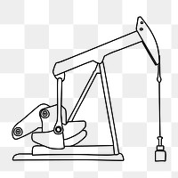 Horsehead pump png, industry line art illustration, transparent background