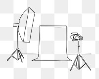 Photography studio png line art illustration, transparent background