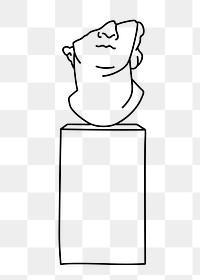 Geek statue podium png line art illustration, transparent background