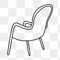 Armchair furniture png line art illustration, transparent background