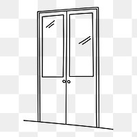 Entry door png, interior line art illustration, transparent background