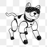 Robotic dog png, technology line art illustration, transparent background