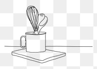 Baking tool whisk png line art illustration, transparent background